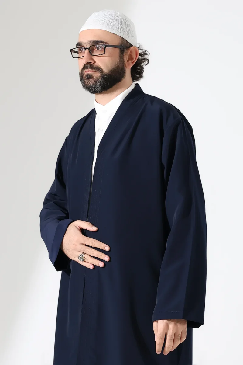 Erkek Namaz Elbisesi Buhara Yaka Cepli Namaz Cübbesi Lacivert - (Sfa) - 7