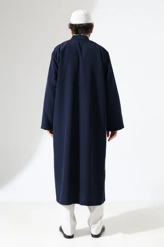 Erkek Namaz Elbisesi Buhara Yaka Cepli Namaz Cübbesi Lacivert - (Sfa) - 8