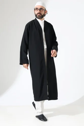 Erkek Namaz Elbisesi Buhara Yaka Cepli Namaz Cübbesi Siyah - (Sfa) - 1