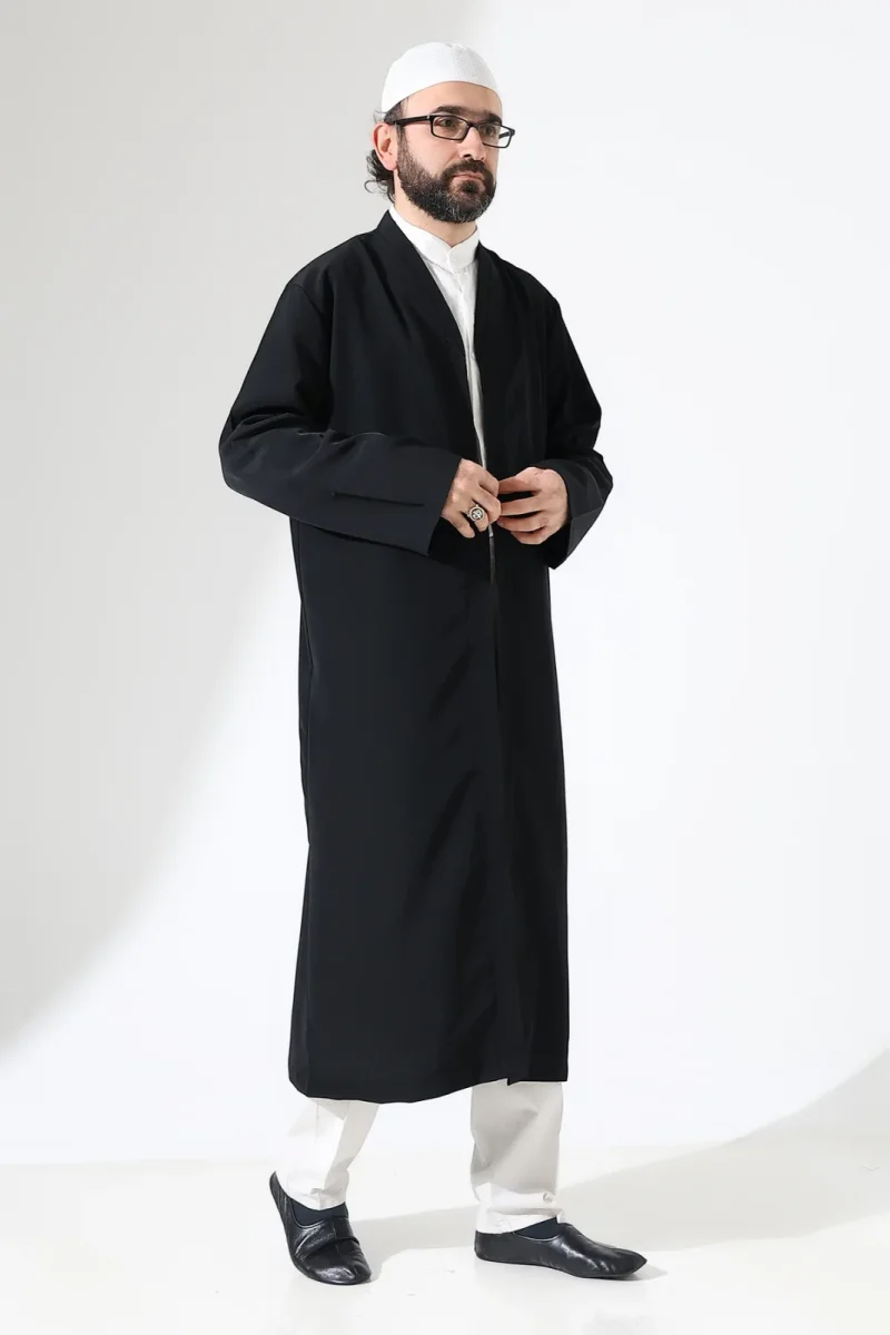 Erkek Namaz Elbisesi Buhara Yaka Cepli Namaz Cübbesi Siyah - (Sfa) - 2