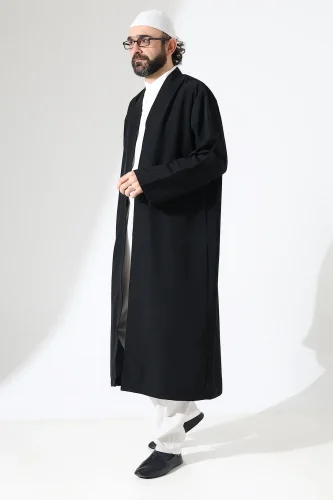 Erkek Namaz Elbisesi Buhara Yaka Cepli Namaz Cübbesi Siyah - (Sfa) - 3