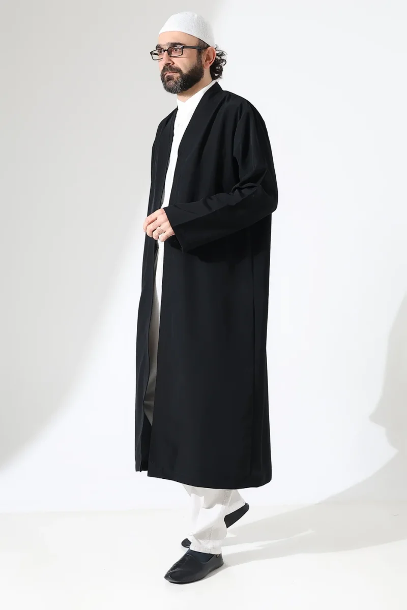 Erkek Namaz Elbisesi Buhara Yaka Cepli Namaz Cübbesi Siyah - (Sfa) - 3
