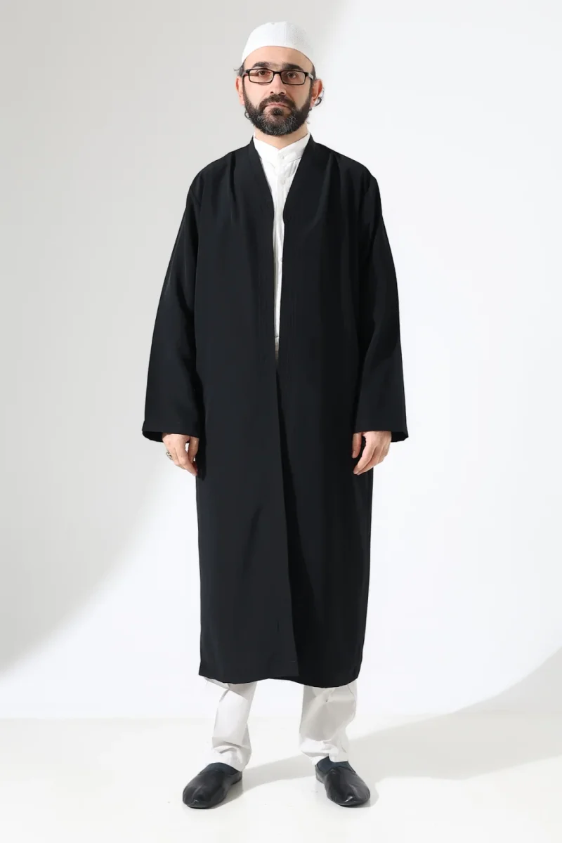 Erkek Namaz Elbisesi Buhara Yaka Cepli Namaz Cübbesi Siyah - (Sfa) - 4