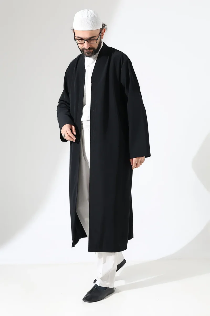 Erkek Namaz Elbisesi Buhara Yaka Cepli Namaz Cübbesi Siyah - (Sfa) - 6
