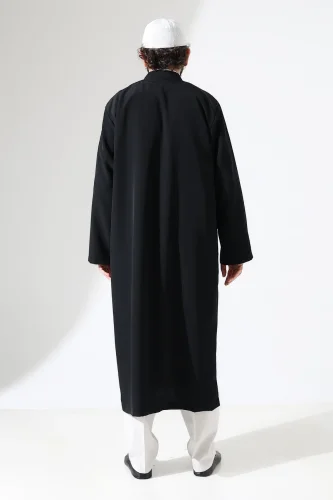 Erkek Namaz Elbisesi Buhara Yaka Cepli Namaz Cübbesi Siyah - (Sfa) - 8