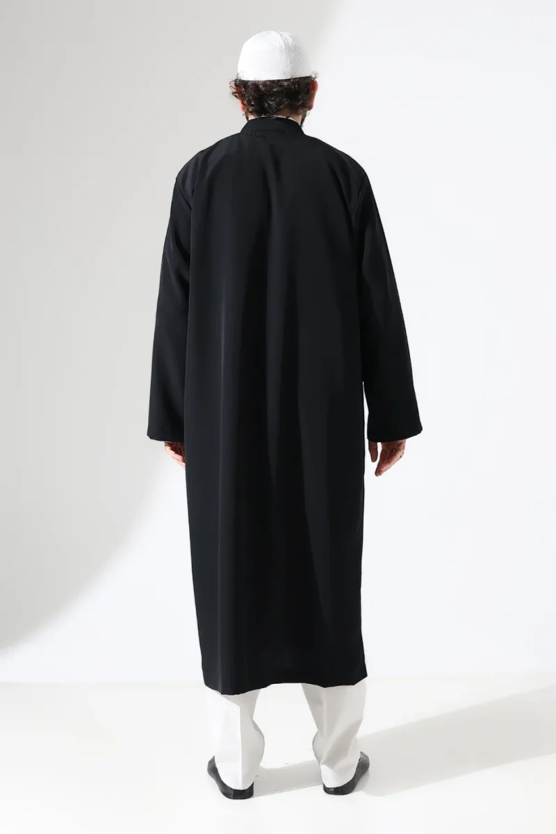 Erkek Namaz Elbisesi Buhara Yaka Cepli Namaz Cübbesi Siyah - (Sfa) - 8