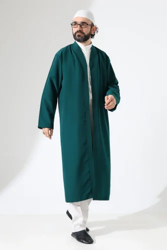 Erkek Namaz Elbisesi Buhara Yaka Cepli Namaz Cübbesi Yeşil - (Sfa) 