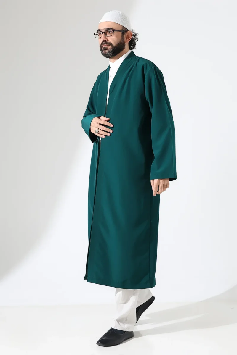 Erkek Namaz Elbisesi Buhara Yaka Cepli Namaz Cübbesi Yeşil - (Sfa) - 2
