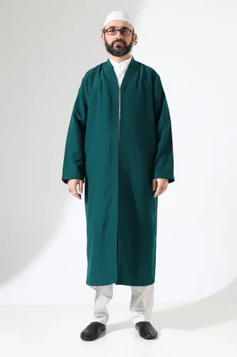 Erkek Namaz Elbisesi Buhara Yaka Cepli Namaz Cübbesi Yeşil - (Sfa) - 3