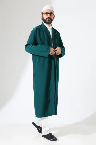 Erkek Namaz Elbisesi Buhara Yaka Cepli Namaz Cübbesi Yeşil - (Sfa) - 4