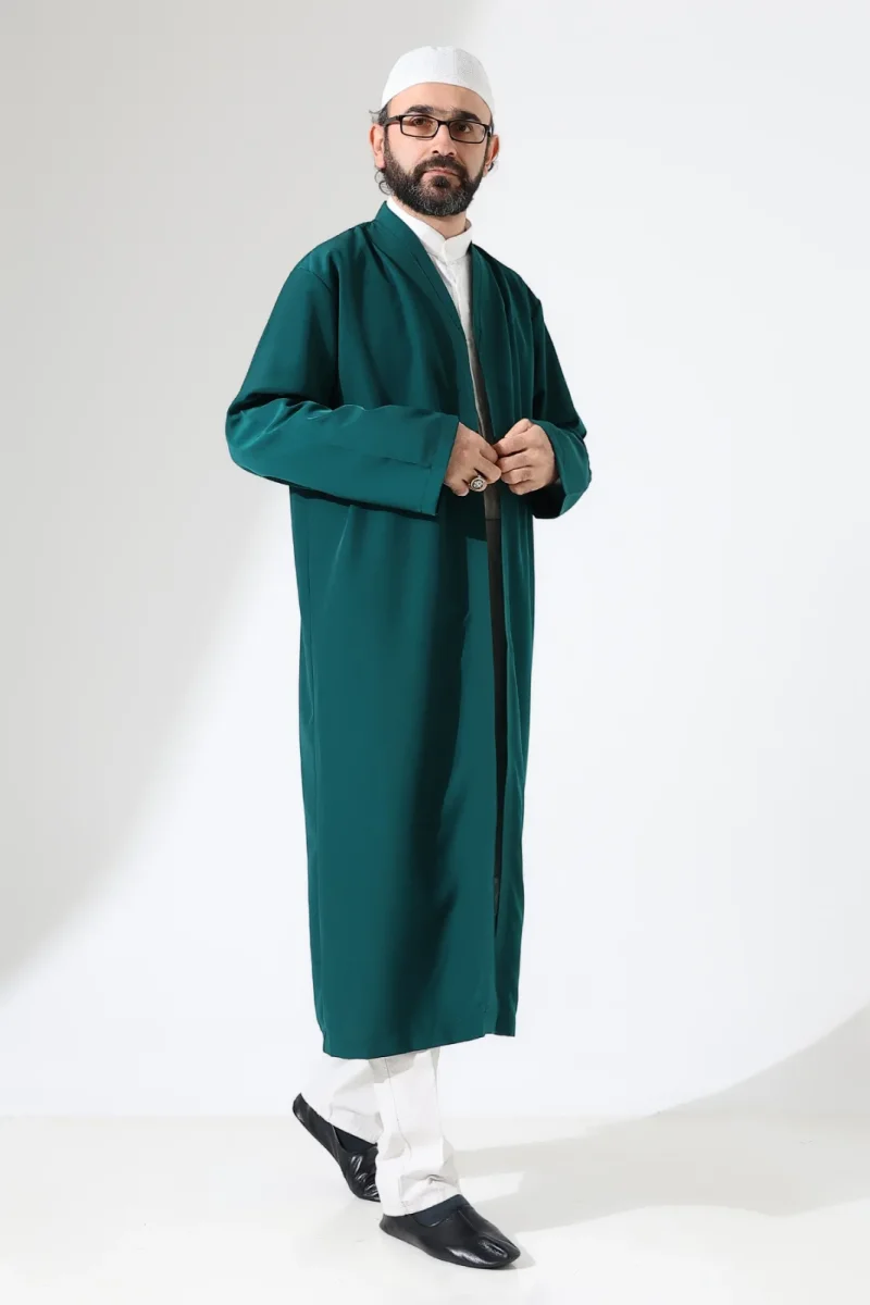 Erkek Namaz Elbisesi Buhara Yaka Cepli Namaz Cübbesi Yeşil - (Sfa) - 4