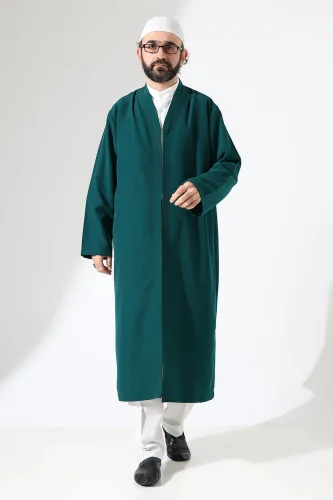 Erkek Namaz Elbisesi Buhara Yaka Cepli Namaz Cübbesi Yeşil - (Sfa) - 6