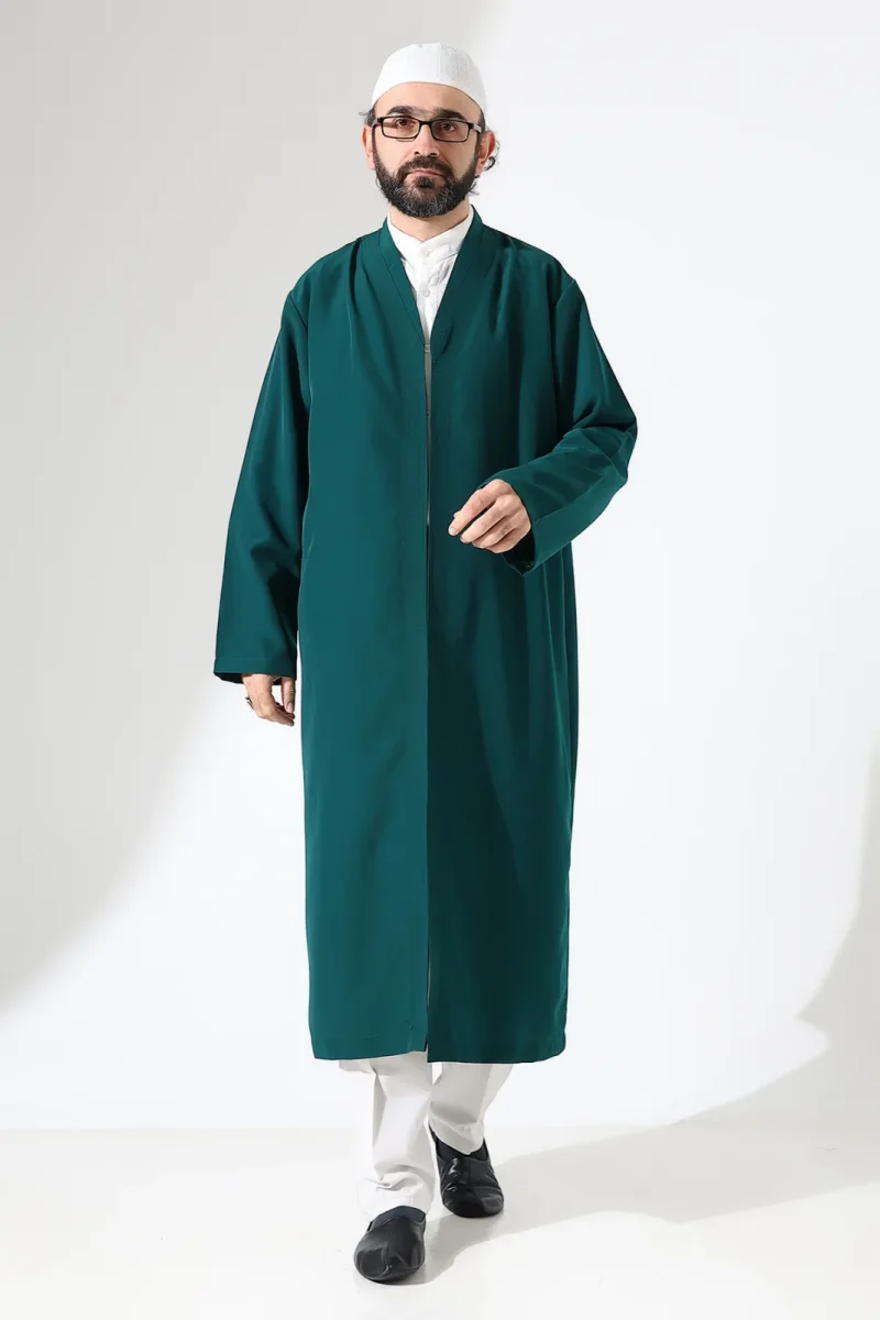Erkek Namaz Elbisesi Buhara Yaka Cepli Namaz Cübbesi Yeşil - (Sfa) - 6