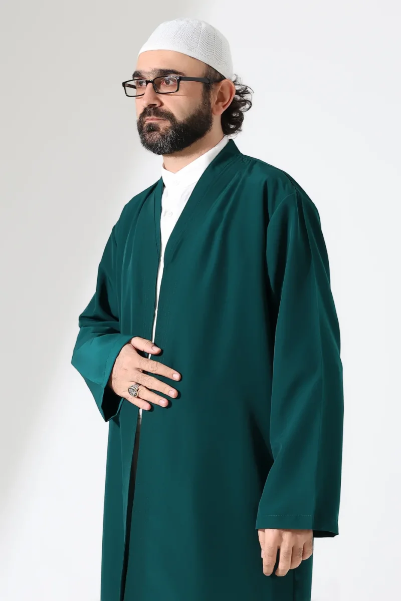 Erkek Namaz Elbisesi Buhara Yaka Cepli Namaz Cübbesi Yeşil - (Sfa) - 7
