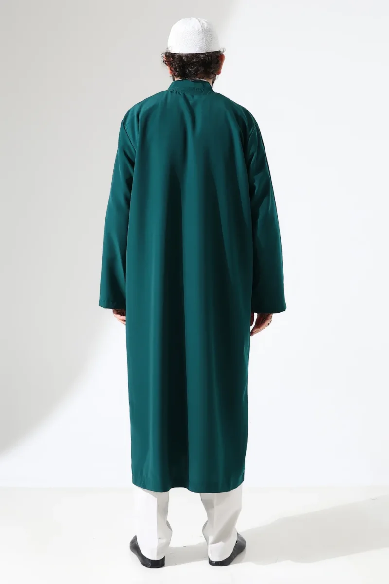 Erkek Namaz Elbisesi Buhara Yaka Cepli Namaz Cübbesi Yeşil - (Sfa) - 8