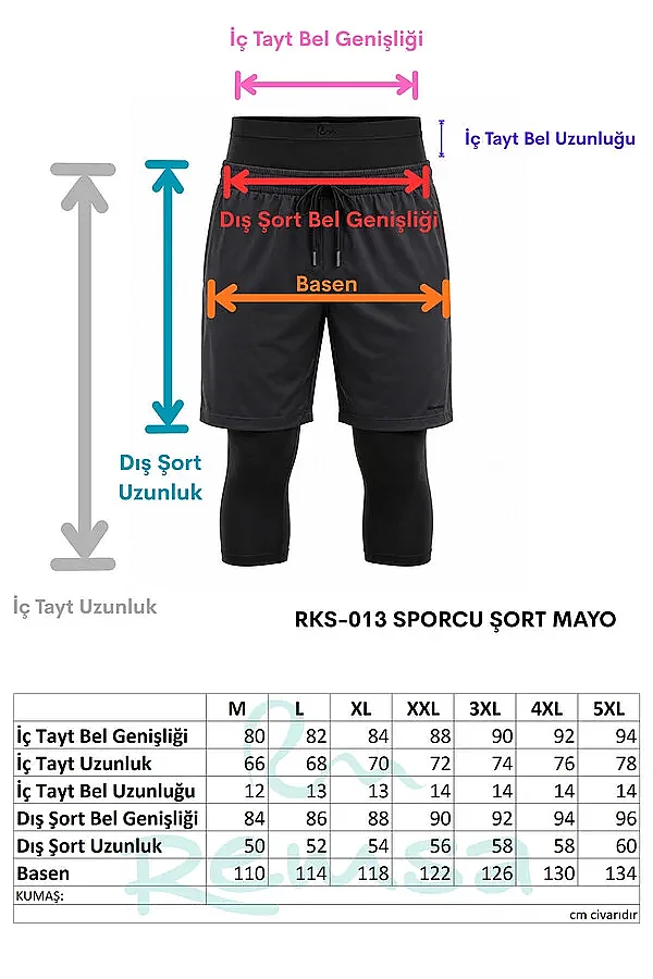 Erkek Tesettür Havuz Deniz Sporcu Şortu Su İtici Hızlı Kuruyan İç Taytlı Mayo RKS-013-26 Siyah - 4