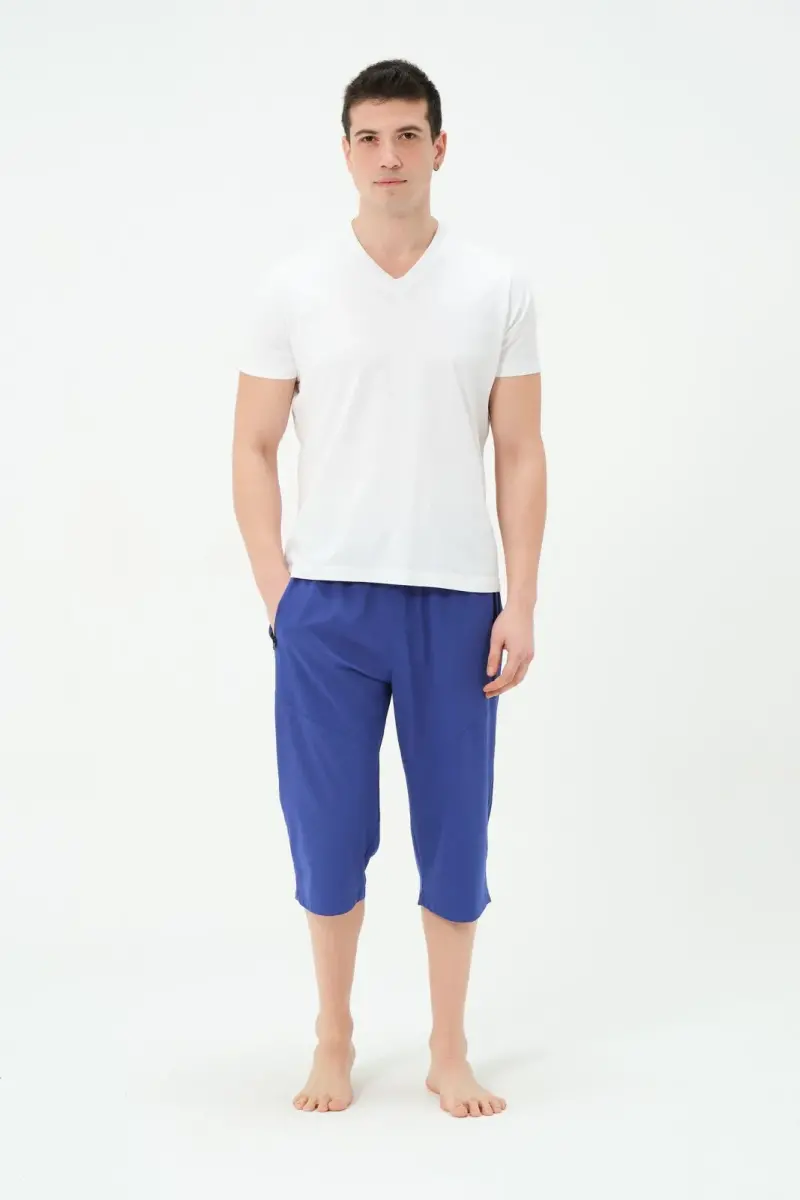 Erkek Uzun Deniz Şortu 2827-25 Saks - 4