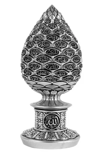 Esmaül Hüsna Pine Cone Crystal Stone Religious Gift Trinket Mini Silver - 1