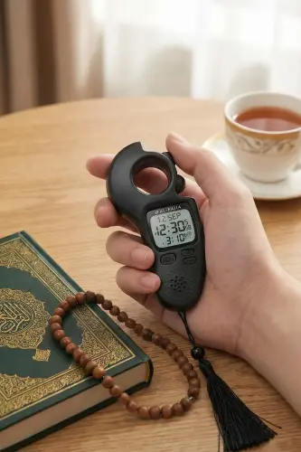 Ezan Okuyan Işıklı Sesli Kaydırmalı Al-Fajia Dijital Sayaç Tesbih Zikirmatik Siyah - ihvanonline (1)