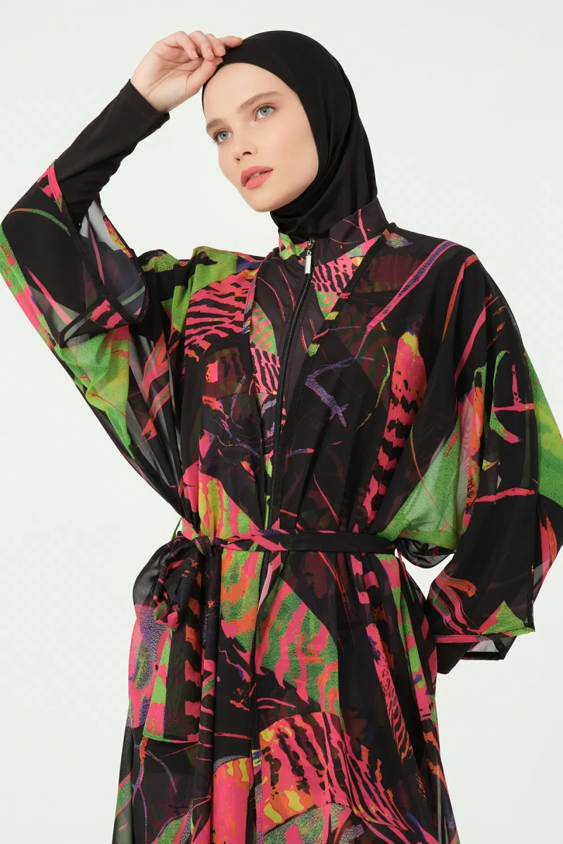 Fauna Kemerli Tam Boy Şifon Pareo 7156-25 Siyah - 5