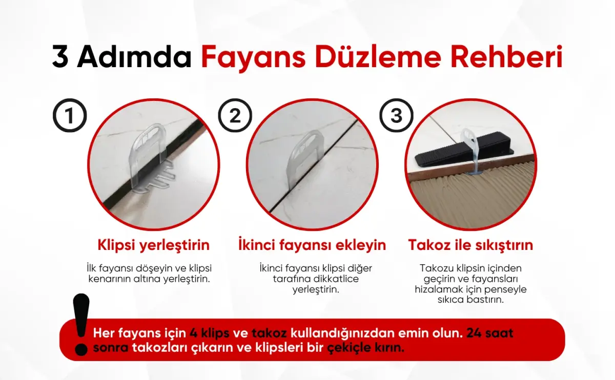 Fayans Seramik Seviye Tespit Derz Artısı Tutucu Klipsi 2 mm 200 Adet - 3