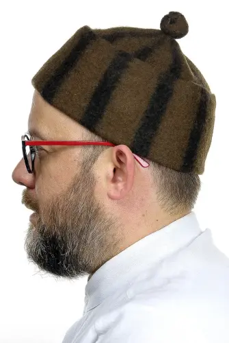Felt Wool Skullcap - Striped Brown - ihvanonline (1)