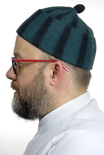 Felt Wool Skullcap - Striped Green Color - ihvanonline (1)