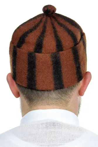Felt Wool Skullcap - Striped Tile Color - 3