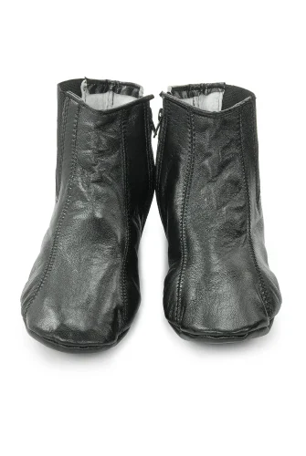 Fermuarlı Deri Mest Çorap Siyah - 5