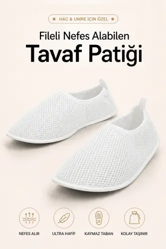 Fileli Nefes Alabilen Hac Umre Tavaf Patiği Beyaz 