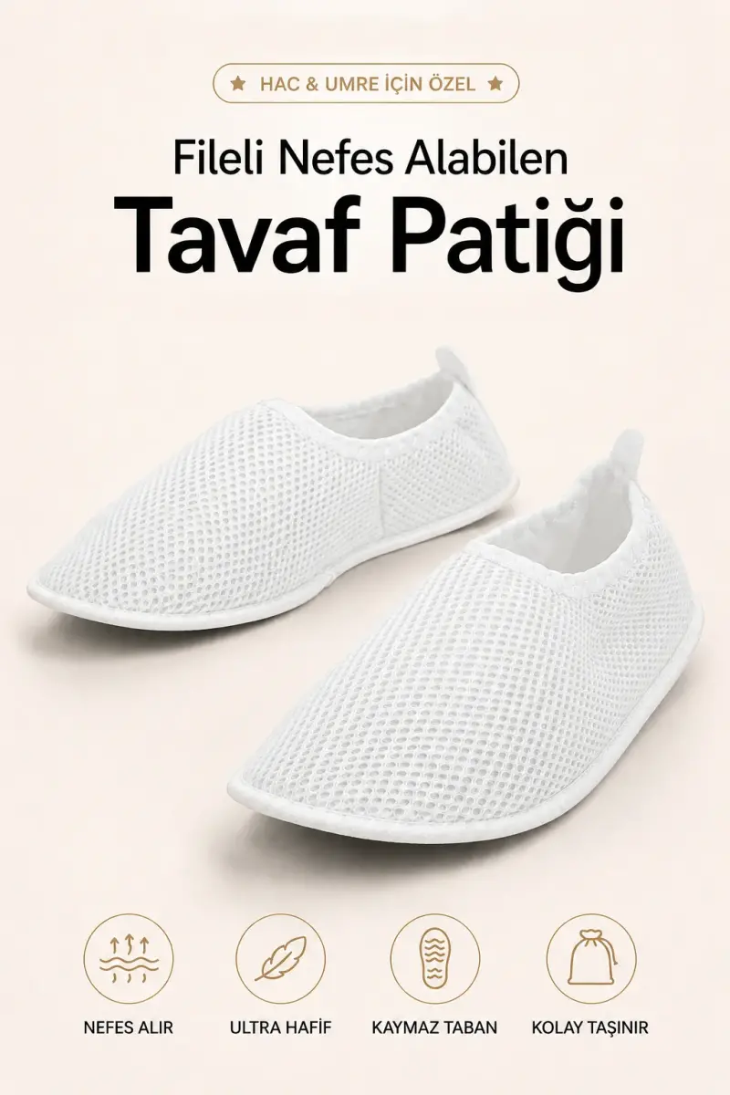 Fileli Nefes Alabilen Hac Umre Tavaf Patiği Beyaz - 1