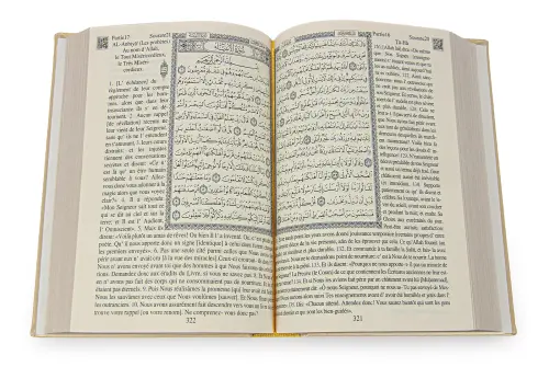 Fransızca Mealli Medine Hatlı Kuranı Kerim ve Seccade Seti Krem - 8