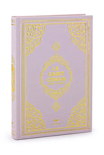 Fransızca Mealli Medine Hatlı Kuranı Kerim ve Seccade Seti Pembe - 7