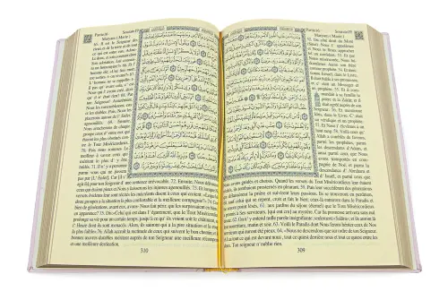 Fransızca Mealli Medine Hatlı Kuranı Kerim ve Seccade Seti Pembe - 8