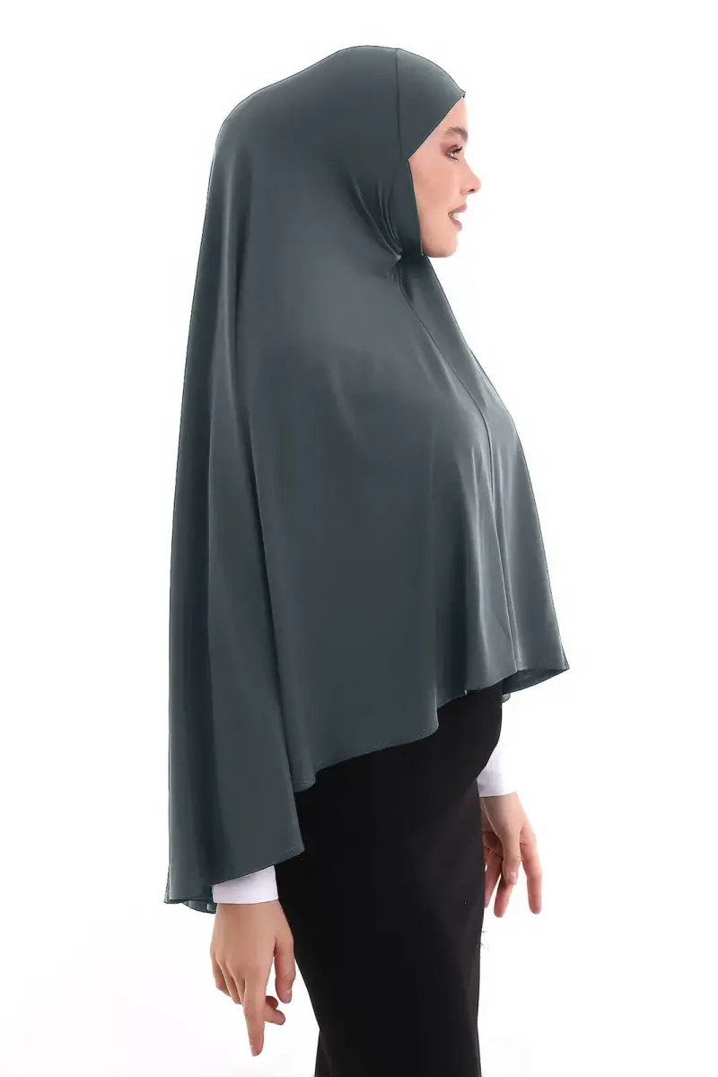 Füme Malezya Model Pratik Çarşaf Üstü Kolsuz Tesettür Sufle Eşarp - 3