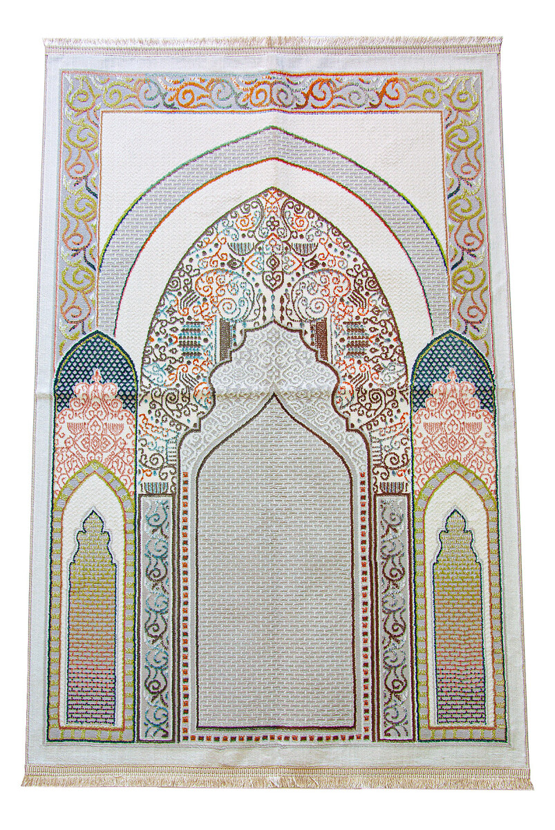 Geleneksel Desenli Hediyelik Halı Tipi Dokuma Seccade Bej - 1