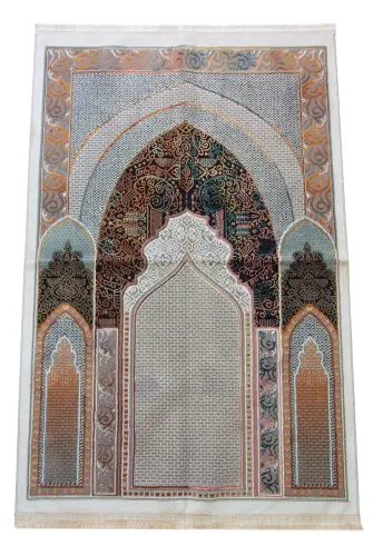 Geleneksel Desenli Hediyelik Halı Tipi Dokuma Seccade Kahverengi 