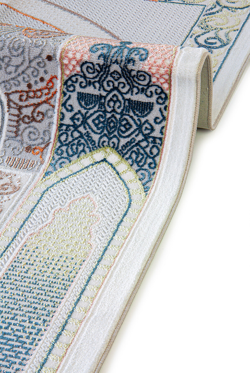 Geleneksel Desenli Hediyelik Halı Tipi Dokuma Seccade Krem - 2