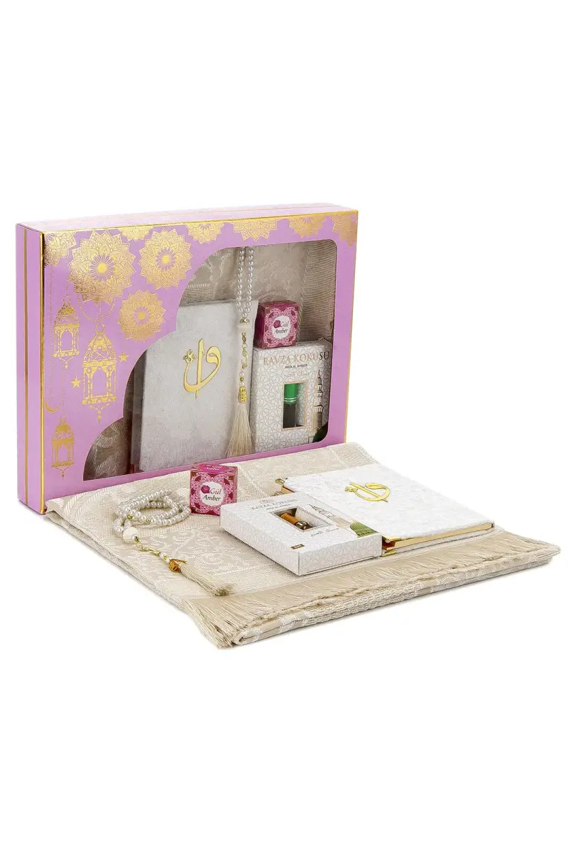 Gelin Bohçası Dini Hediyelik Vav'lı Yasin Kitabı, Tesbih ve Seccade Seti - 1