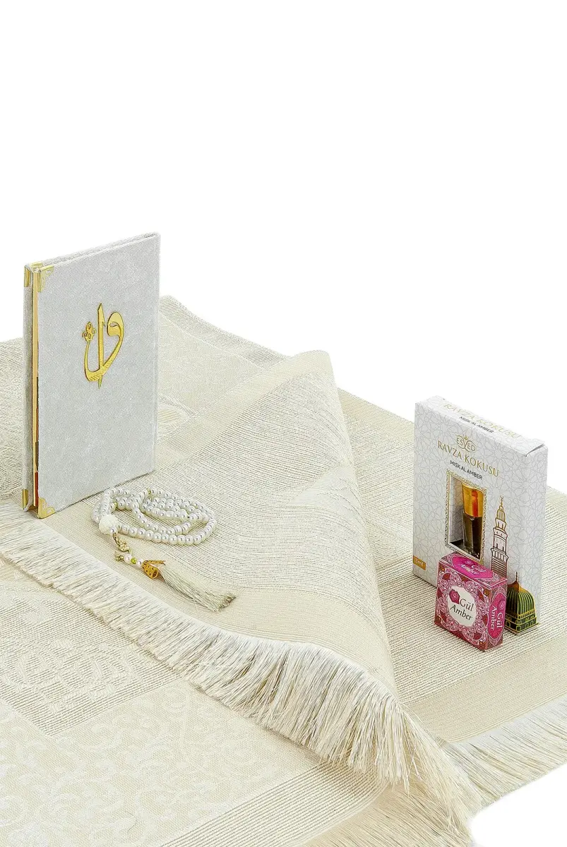 Gelin Bohçası Dini Hediyelik Vav'lı Yasin Kitabı, Tesbih ve Seccade Seti - 3