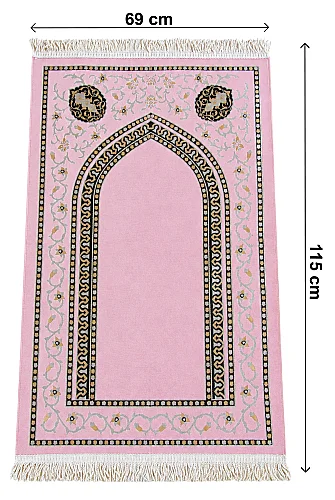 Gelin Damat Kadife Kaplı Kuranı Kerim Seccade Tesbih Takke Namaz Örtüsü Esans ve Kutulu İslami Hediye Seti - Siyah Pembe - 9