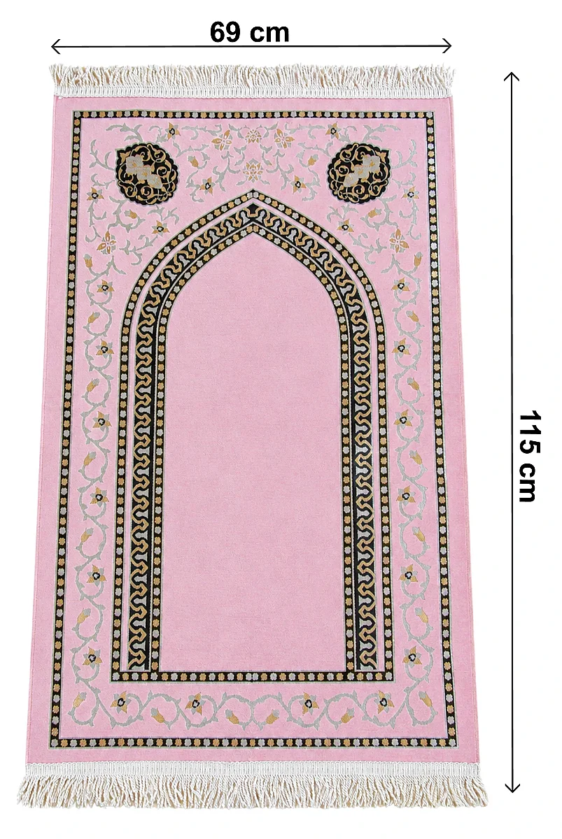 Gelin Damat Kadife Kaplı Kuranı Kerim Seccade Tesbih Takke Namaz Örtüsü Esans ve Kutulu İslami Hediye Seti - Siyah Pembe - 9