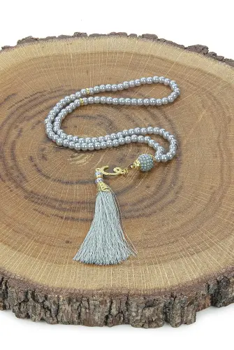 Gift Boxed Dowry Prayer Rug Set with Pearl Prayer Beads, Suitable for the Bride and Groom's Package, Gray - 4