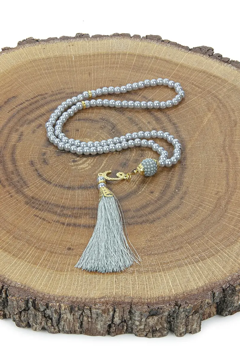 Gift Boxed Dowry Prayer Rug Set with Pearl Prayer Beads, Suitable for the Bride and Groom's Package, Gray - 4