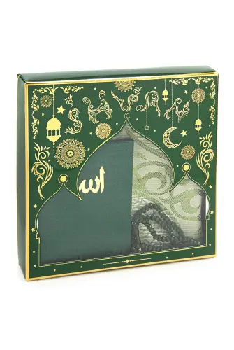 Gift Dowry Prayer Rug Set Green in Special Box - ihvanonline (1)