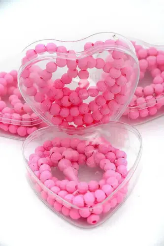 Gift Rosary - Scented Rose - With Heart Box - Pink Color - Baby Mevlid Gift - İhvan (1)