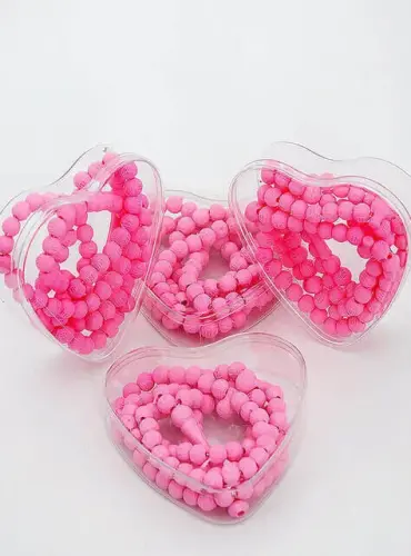 Gift Rosary - Scented Rose - With Heart Box - Pink Color - Baby Mevlid Gift - 3