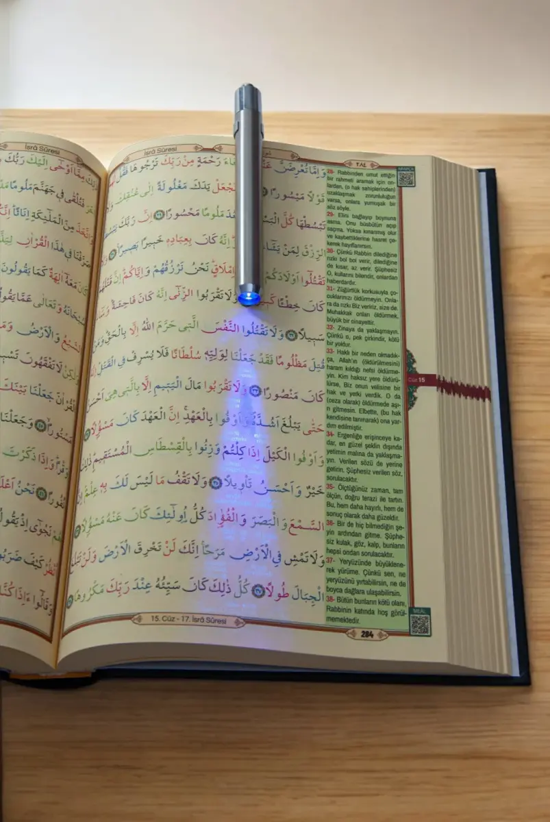 Gizli Satır Arası Kelime Kelime Türkçe Okunuşlu Mealli Kuranı Kerim, Sesli, Cami Boy, Pembe - 6