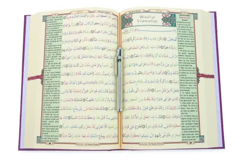 Gizli Satır Arası Kelime Kelime Türkçe Okunuşlu Mealli Kuranı Kerim, Sesli, Cami Boy, Pembe - 8