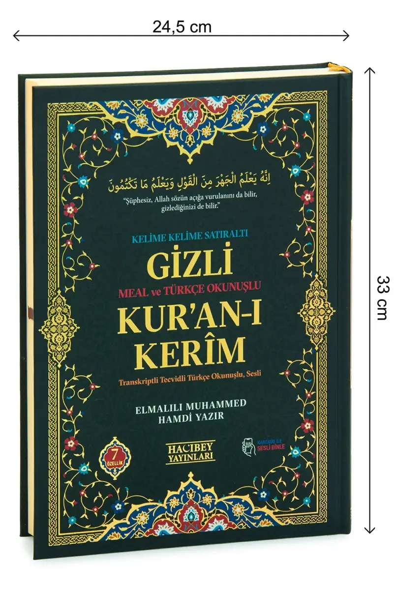 Gizli Satır Arası Kelime Kelime Türkçe Okunuşlu Mealli Kuranı Kerim, Sesli, Cami Boy, Siyah - 11